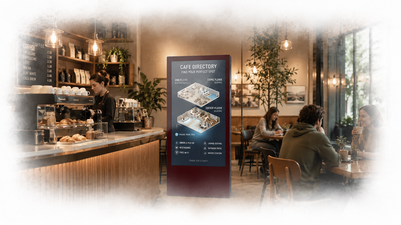 Een scherm voor menu’s en acties